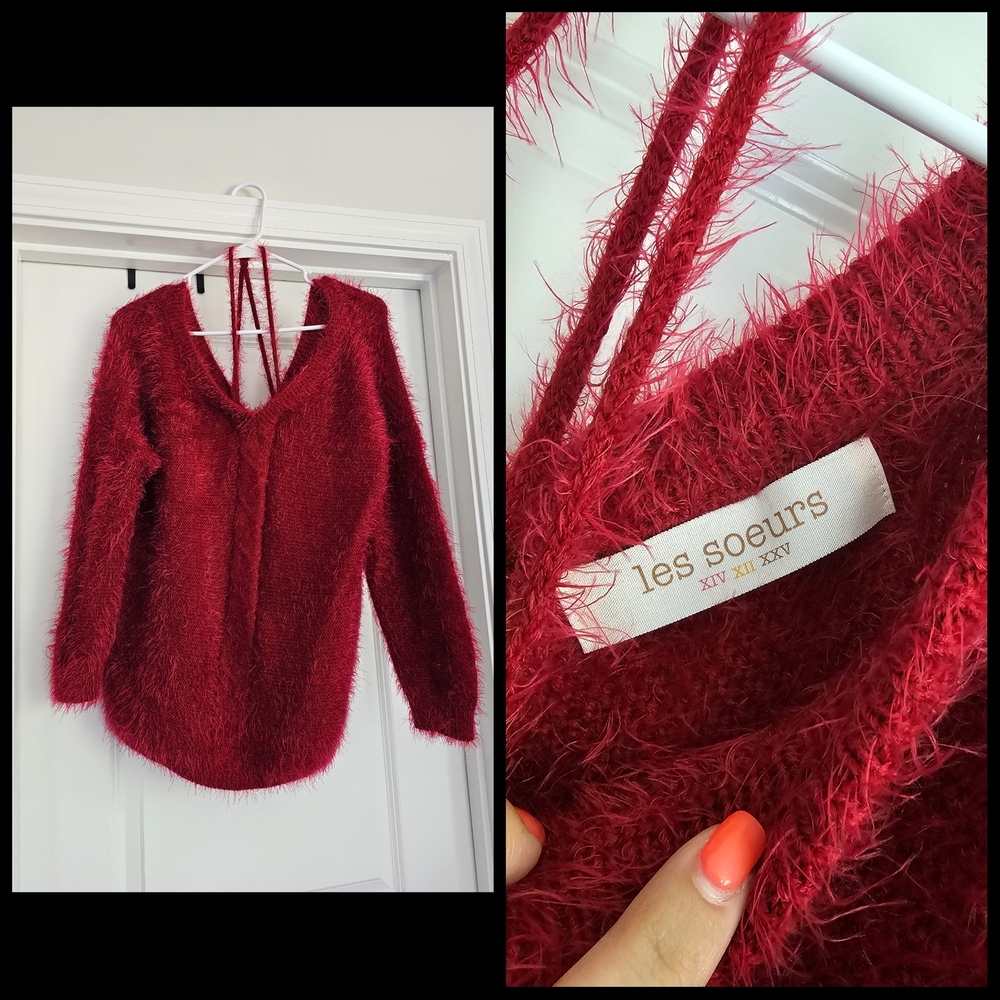 Lizard Thicket Red Off-the-Shoulder Sweater